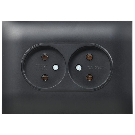 Розетка 2-м SKANDY 10А без заземл. без защ. шторок в сборе SK-R10Bl черн. IEK SK-R20-10-K02-F