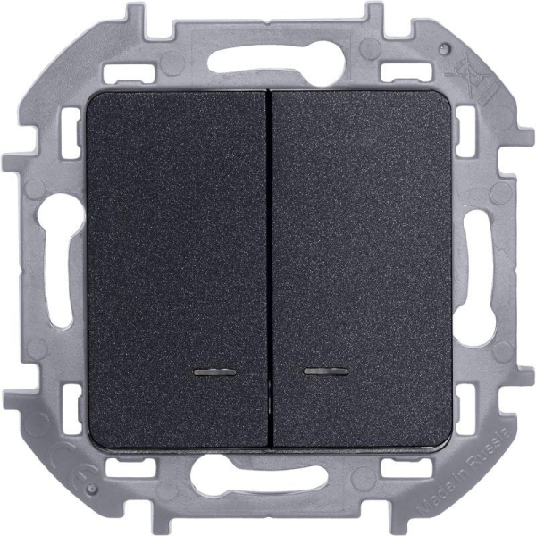 Выключатель 2-кл. Inspiria 10А IP20 250В 10AX с подсветкой/индикацией механизм антрацит IEK 673633