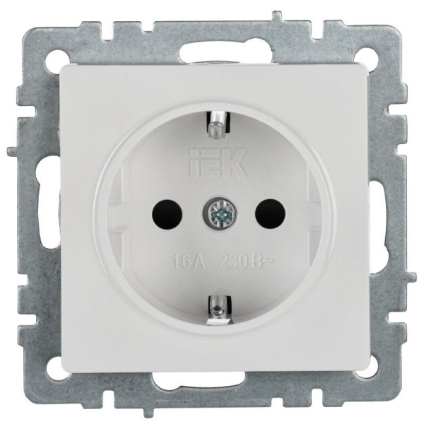 Розетка BRITE РС14-1-0-БрБ 16А с заземл. защ. шторки механизм бел. IEK BR-R14-16-K01