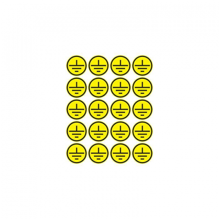 Наклейка знак электробезопасности "Заземление" d20мм (20шт на листе) Rexant 56-0010