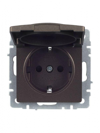 Розетка BRITE РСбш10-3-БрТБ 16А IP20 с заземл. защ. шторки с крышкой механизм бронза IEK BR-R16-16-K45