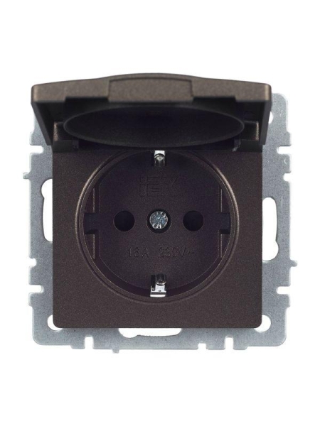 Розетка BRITE РСбш10-3-БрТБ 16А IP20 с заземл. защ. шторки с крышкой механизм бронза IEK BR-R16-16-K45
