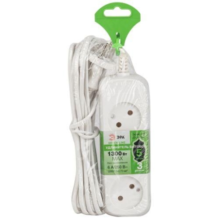 Удлинитель 3х5м без заземл. ШВВП 2х0.75 UDL-6-350 Greenline Эра Б0065070