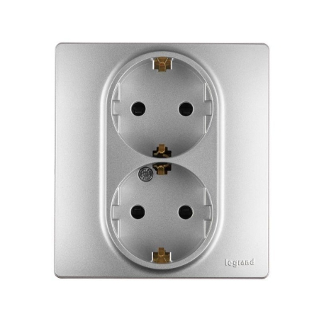 Розетка 2-м СП Inspiria 16А 250В с заземл. защ. шторки безвинтов. зажимы алюм. IEK 673757