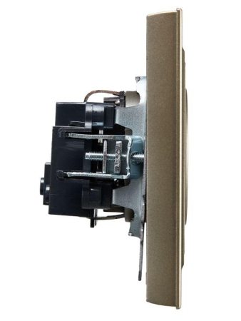 Розетка СП BRITE РСР10-1-0-БрШ 10А в сборе без заземл. без защ. шторок шампань IEK BR-R10-10-K37-F