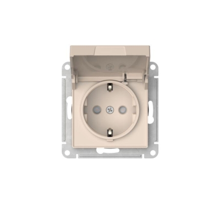 Розетка AtlasDesign 16А IP20 с заземл. защ. шторки с крышкой быстрозажим. клем. механизм беж. SE ATN000246S