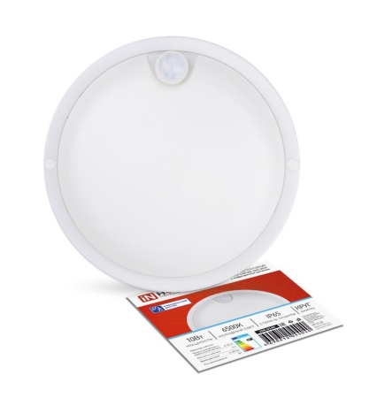 Светильник светодиодный СПП ИД-1065-КРУГ 10Вт 6500К IP65 900лм 140мм герметичный с инфракрасным датчиком IN HOME 4690612044040