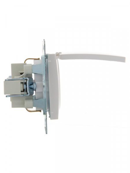 Розетка 1-м СП Karina с заземл. с крышкой термопласт механизм жемчуж./бел. перламутр. LEZARD 707-3088-123B