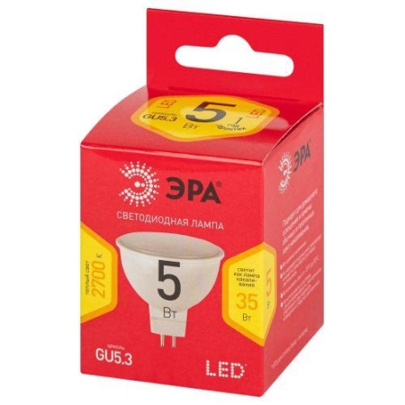 Лампа светодиодная RED LINE LED MR16-5W-827-GU5.3 R 5Вт MR16 софит 2700К тепл. бел. GU5.3 Эра Б0050230