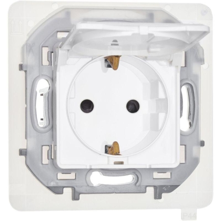 Розетка 1-м СП Inspiria 16А IP44 250В 2P+E защ. шторки с крышкой немецк. стандарт механизм бел. IEK 673740