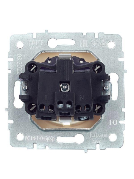 Розетка BRITE РС14-1-0-БрКр 16А с заземл. защ. шторки механизм беж. IEK BR-R14-16-K10