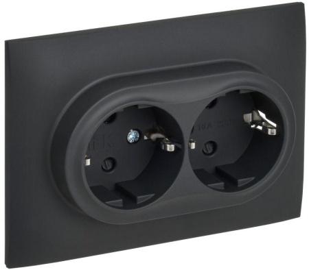 Розетка 2-м SKANDY 16А с заземл. защ. шторки в сборе SK-R07G графит IEK SK-R24-16-K53-F