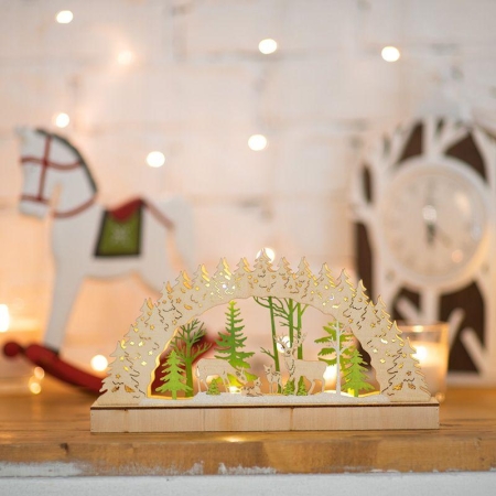 Фигура деревянная "Семейство оленей" 30х5х15.7см 1Вт IP20 с подсветкой Neon-Night 504-026