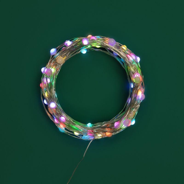 Гирлянда "Роса" 10м 100LED RGB IP44 с пультом 8 режимов элементы питания 3хAA Neon-Night 303-259