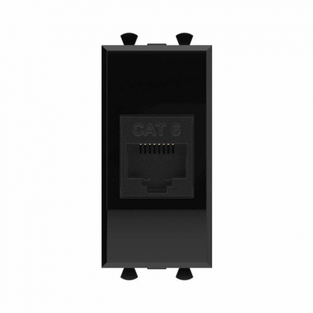 Розетка компьютерная 1мод. Avanti "Черный квадрат" RJ45 кат.6 без шторок модульная механизм DKC 4402691