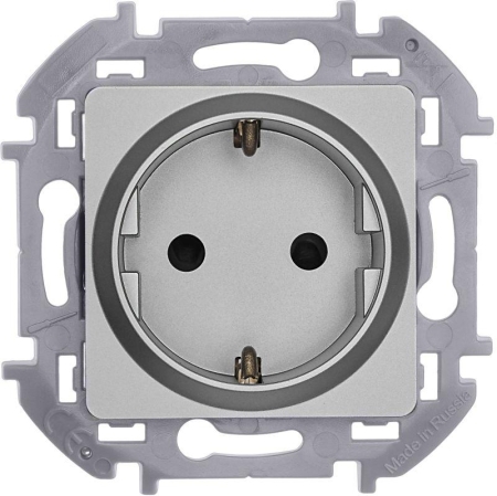 Розетка 1-м СП Inspiria 16А IP20 250В 2P+E защ. шторки немецк. стандарт механизм алюм. IEK 673732