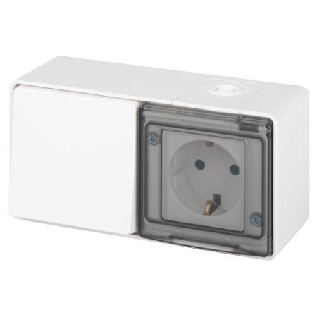 Блок розетка с выключателем Эксперт 11-7501-01 IP55 16А (10AX)-250В ОУ бел. Эра Б0063288