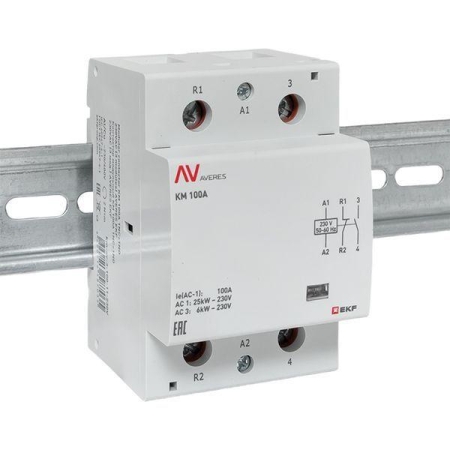 Контактор модульный КМ 100А 1NC+1NO 230В AC (3 мод.) AVERES EKF km-av-3-100-11-230V