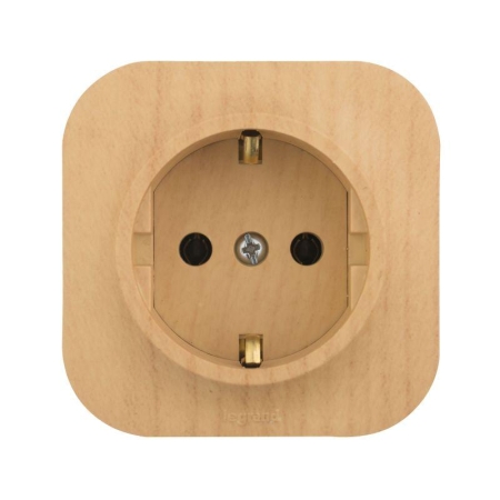 Розетка 1-м ОП Quteo 16А IP20 2P+E с заземл. без защ. шторок дерево IEK 782271