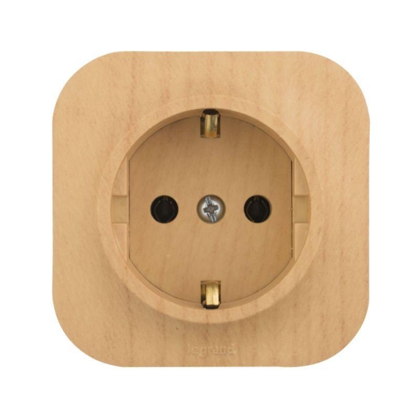 Розетка 1-м ОП Quteo 16А IP20 2P+E с заземл. без защ. шторок дерево IEK 782271