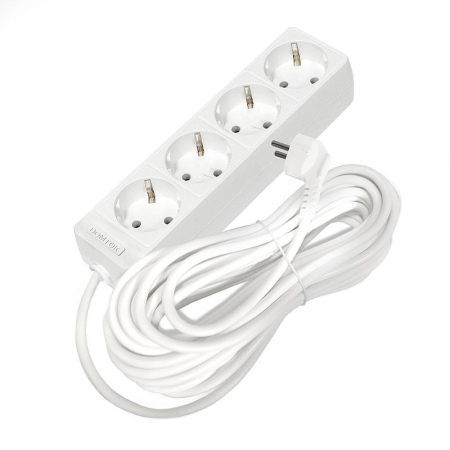 Удлинитель 4х10м с заземл. 16А IP20 3.5кВт ПВС 3х1 бел. DOMTOK 2395