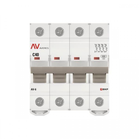 Выключатель автоматический модульный 4п C 40А 6кА AV-6 AVERES EKF mcb6-4-40C-av
