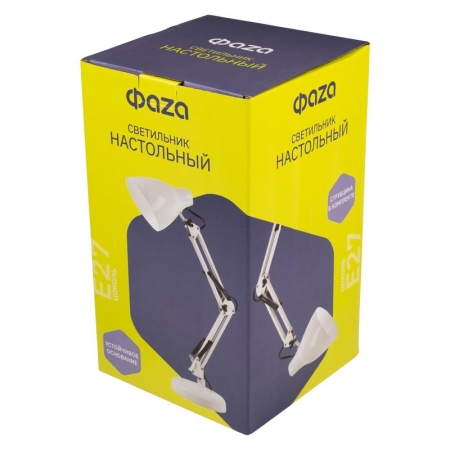 Светильник настольный TBL-02 под лампу Е27 (струбцина и подставка в компл.) бел. ФАZА 5046252