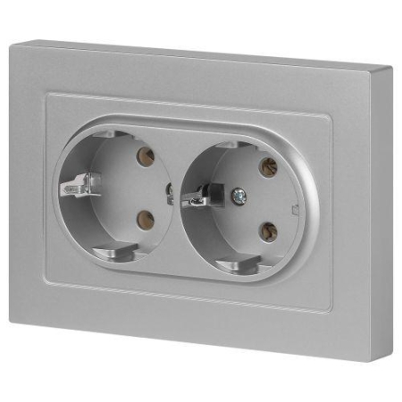Розетка 2-м СП Accent 6-205-03 16А IP20 250В 2P+E Schuko AL/CU алюм. Intro Б0063490