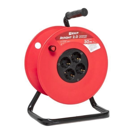 Удлинитель на катушке 4х30м без заземл. 6А IP20 Атлант 2.0 1.3кВт ПВС 2х0.75 PROxima EKF UKA02-06-275-4-30