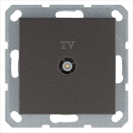 Розетка телевизионная оконечная TV Ф9.5мм механизм мокко Jasmart G6001Z