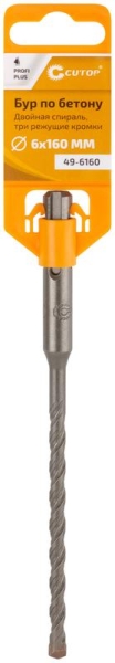 Бур по бетону Profi Plus двойн. спираль три пылеотводящие кромки 6х160мм Cutop 49-6160