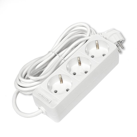 Удлинитель 3х5м с заземл. 10А IP20 2.2кВт ПВС 3х0.75 бел. DOMTOK 2376