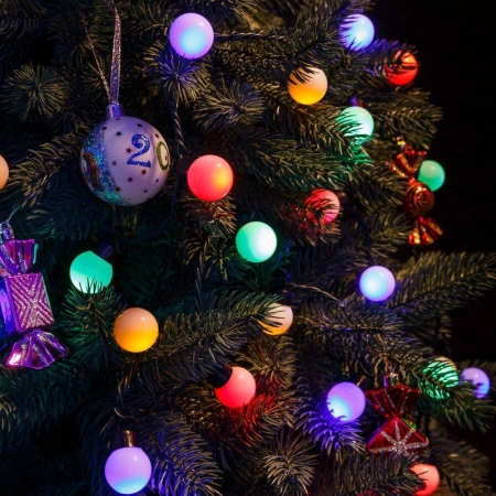 Гирлянда светодиодная "Шарики" 5м d30мм 25LED RGB 6Вт 220-240В IP20 провод ПВХ темн. зел. Neon-Night 303-569