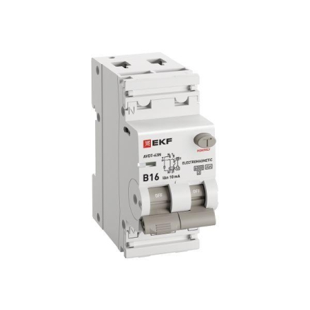 Выключатель автоматический дифференциального тока 2п (1P+N) B 16А 10мА тип A 6кА АВДТ-63N (электромех.) PROxima EKF D63N26MA16B10