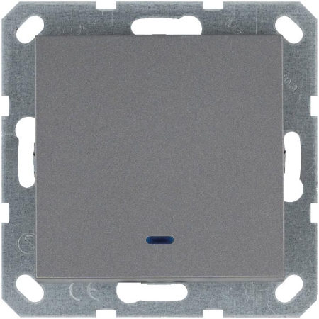 Переключатель проходной 1-кл. 10А IP20 с подсветкой механизм алюм. Jasmart G3012NS