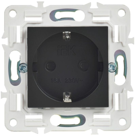 Розетка SKANDY 16А с заземл. защ. шторки безвинт. крепл. SK-R06Bl черн. IEK SK-R14-16-1-K02