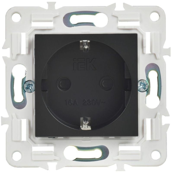 Розетка SKANDY 16А с заземл. защ. шторки безвинт. крепл. SK-R06Bl черн. IEK SK-R14-16-1-K02