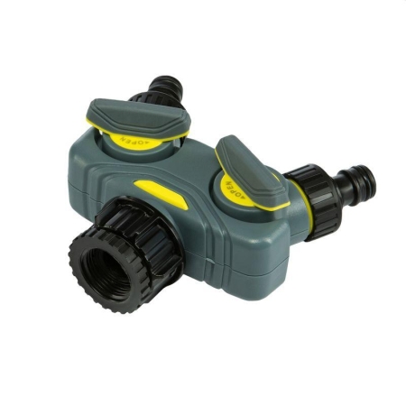 Разветвитель 2-х канальный на кран 1/2дюйм-3/4дюйм ЧЕТЫРЕ СЕЗОНА 62-0223-F