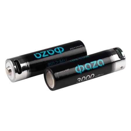 Аккумулятор литиевый AA 1.5В Li-Ion 3000мВт.ч 2000мА.ч зарядка от Type-C шнур в комплекте BL-2 (уп.2шт) ФАZА 5061576