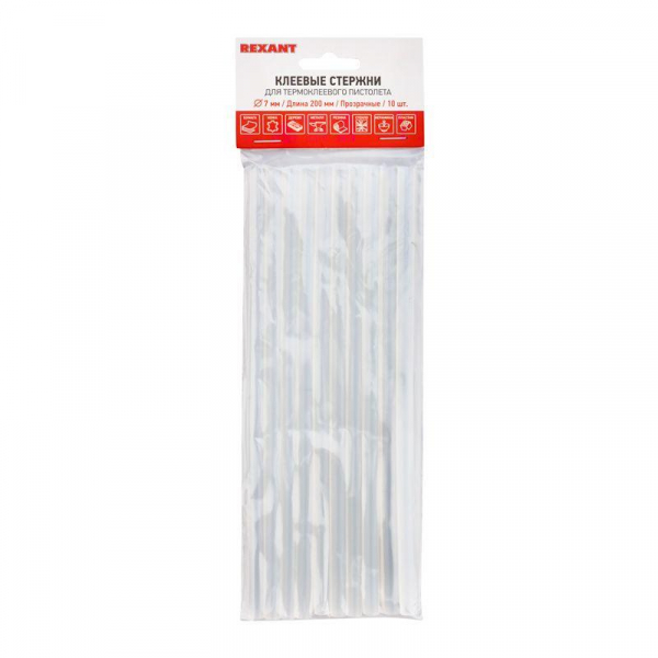 Стержень клеевой d7.4мм L200мм прозр. (уп.10шт) Rexant 09-1103