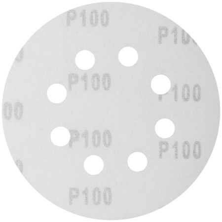Круг шлифовальный с отверстиями (липучка) алюм./оксид 125мм Р 100 (уп.5шт) FIT 39665