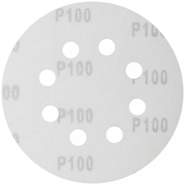 Круг шлифовальный с отверстиями (липучка) алюм./оксид 125мм Р 100 (уп.5шт) FIT 39665