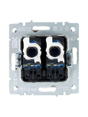 Розетка компьютерная двойн. СП RJ45 кат.6 BRITE РК11-2-БрА механизм алюм. IEK BR-K20-2-K47