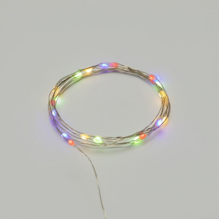 Гирлянда светодиодная "Роса" с крупными каплями 2м 20LED мультиколор 0.1Вт IP20 тонкий батарейный блок элементы питания 2хCR2032 (в компл.) Neon-Night 302-009