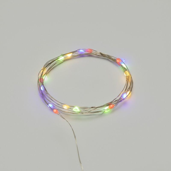 Гирлянда светодиодная "Роса" с крупными каплями 2м 20LED мультиколор 0.1Вт IP20 тонкий батарейный блок элементы питания 2хCR2032 (в компл.) Neon-Night 302-009