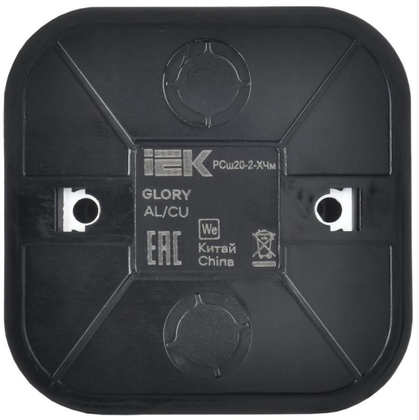 Розетка ОП GLORY РСш20-2-ХЧм 10А без заземл. защ. шторки черн. матов. IEK ERH13-K02M-10
