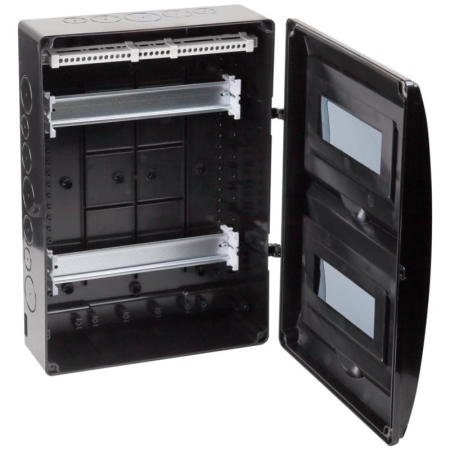 Щиток отркрытая проводка на 20 модулей с 2 вертик.дверцами 390х302х120мм черный IP65 УХЛ1 Ruvinil 69020Ч