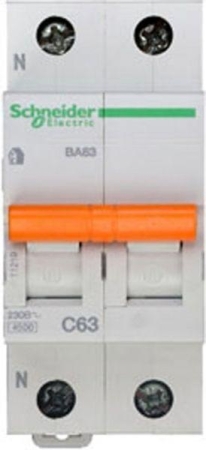 Выключатель автоматический модульный 2п (1P+N) C 63А 4.5кА BA63 Домовой SchE 11219