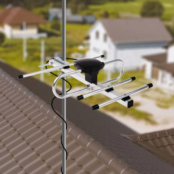 Антенна ТВ наружная "АКТИВНАЯ" для аналогового и цифрового ТВ - DVB-T2 (модель RX-408) (пакет) Rexant 34-0408