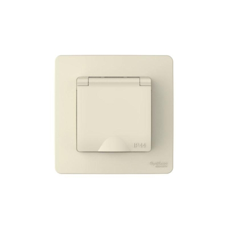 Розетка 1-м СП Blanca 16А IP44 250В с заземл. защ. шторки с крышкой молочн. SE BLNRS441112